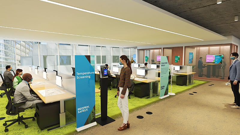 6-foot workstations with plexiglass dividers