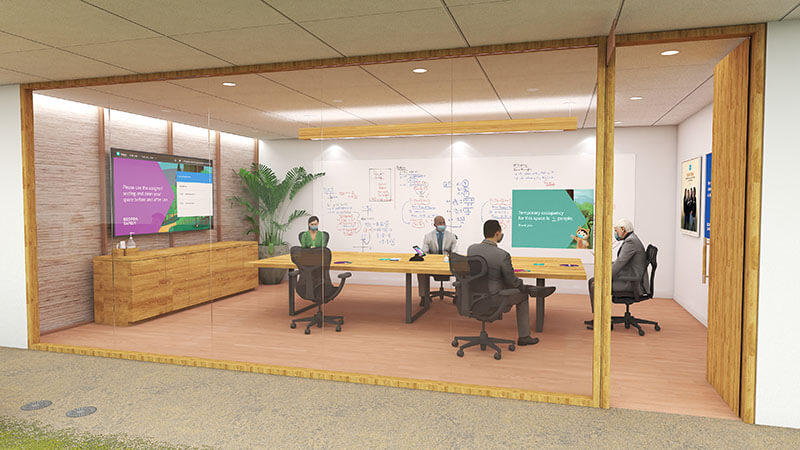 Social distancing in conference room
