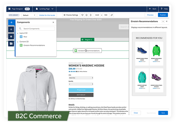Commerce Cloud demo screen