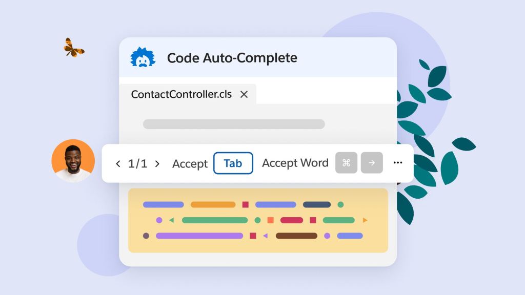 Text box showing developer code and prompt to accept code change