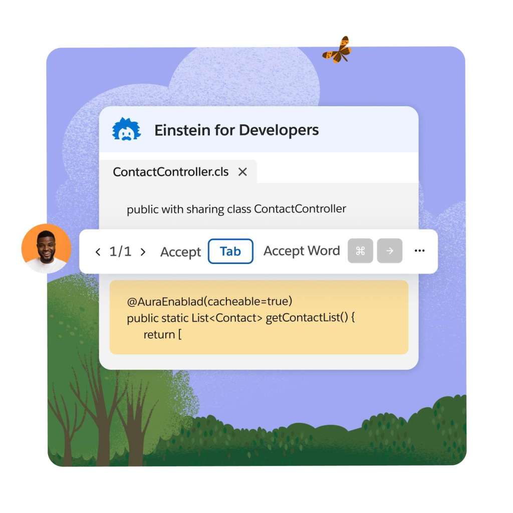 Text box showing developer code and prompt to accept code change