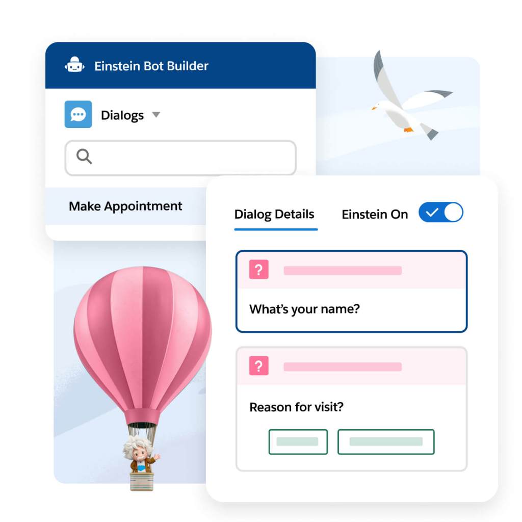 A window displaying customizable service bots