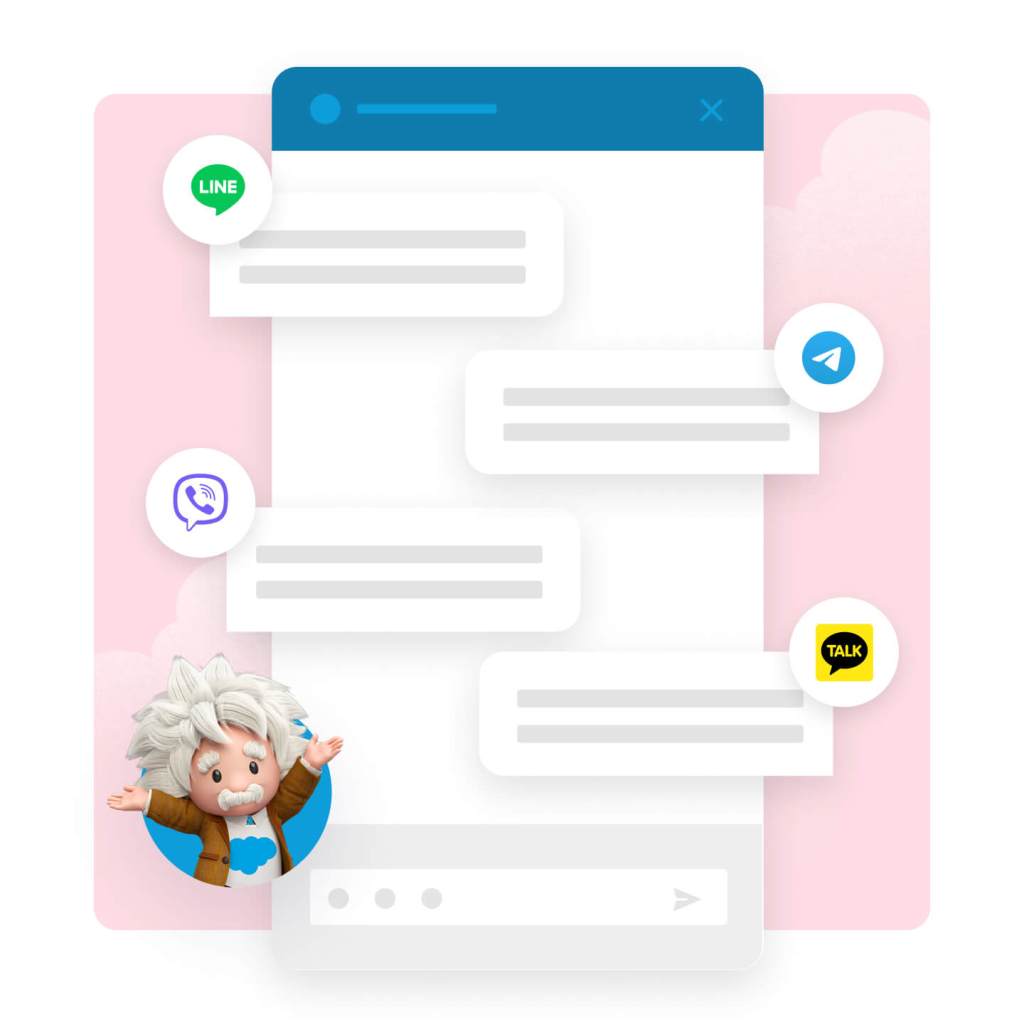 A window displaying Einstein with various communication channels