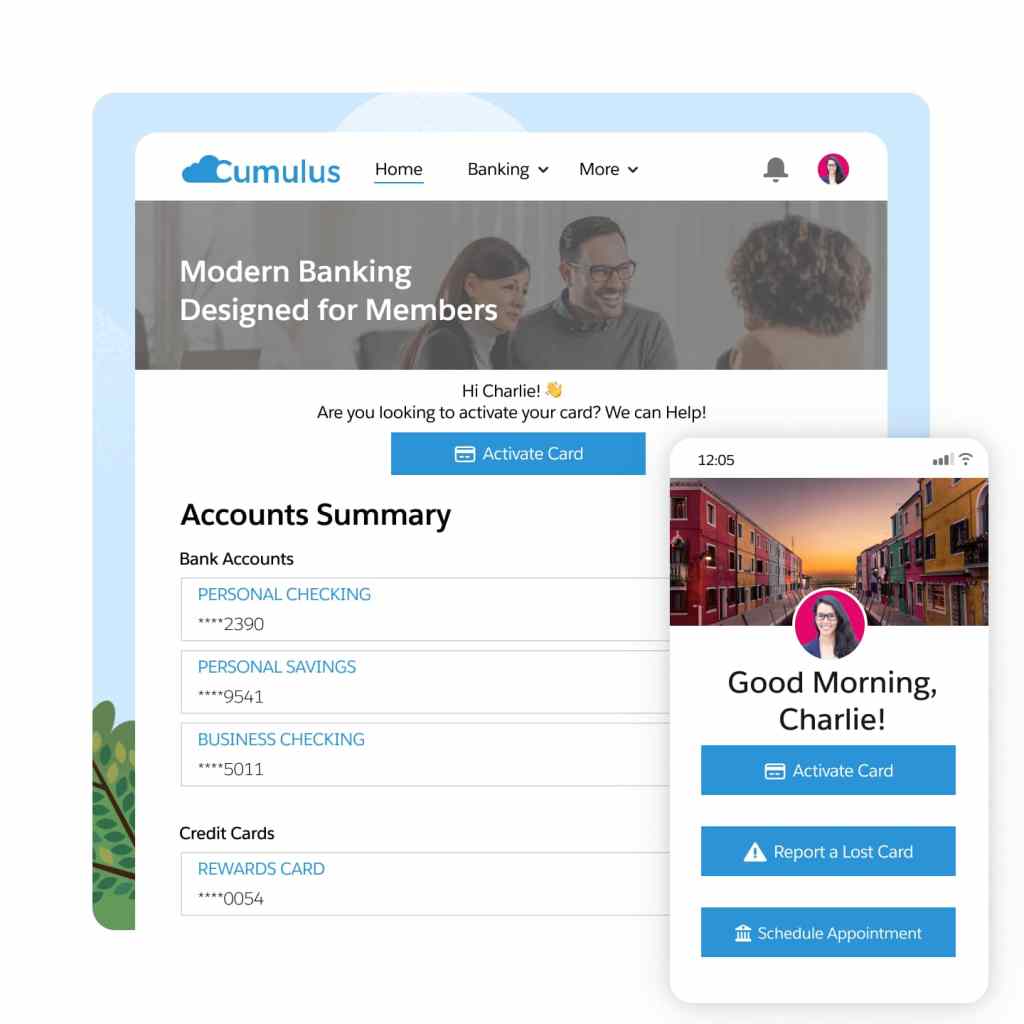 A dashboard displays a Authenticated Portal with service options
