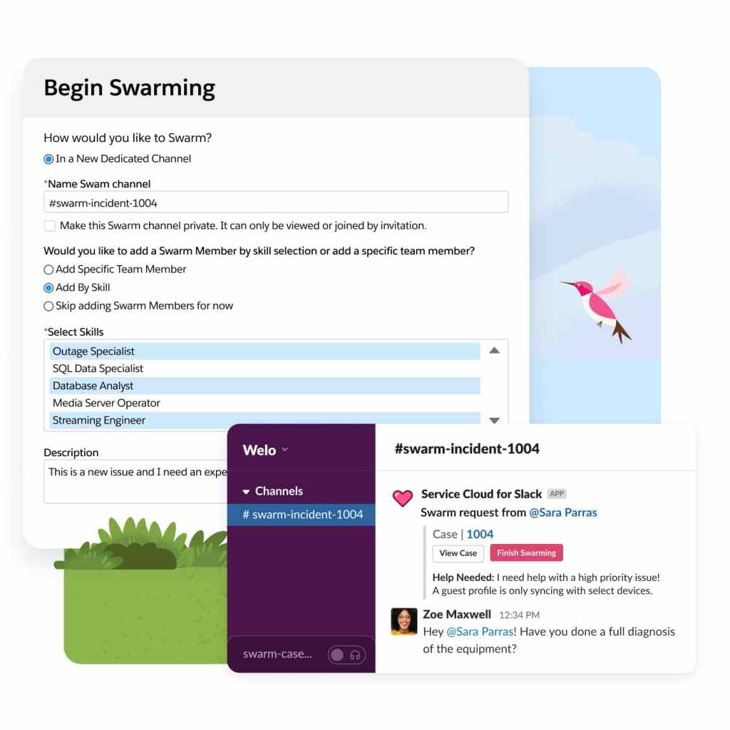 Setup and example of swarming with Slack.