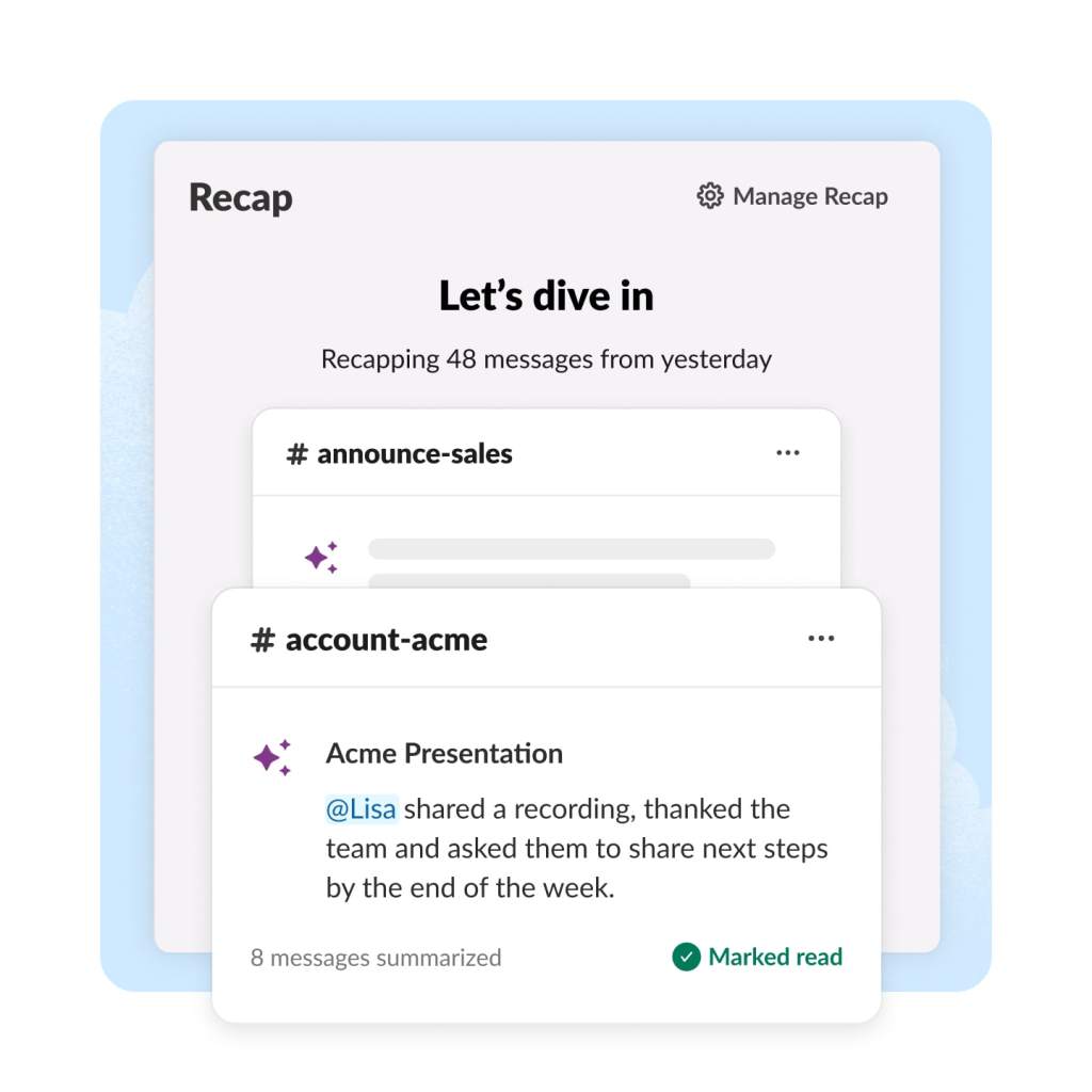 Multiple channel alerts are summarized into a report with highlights.