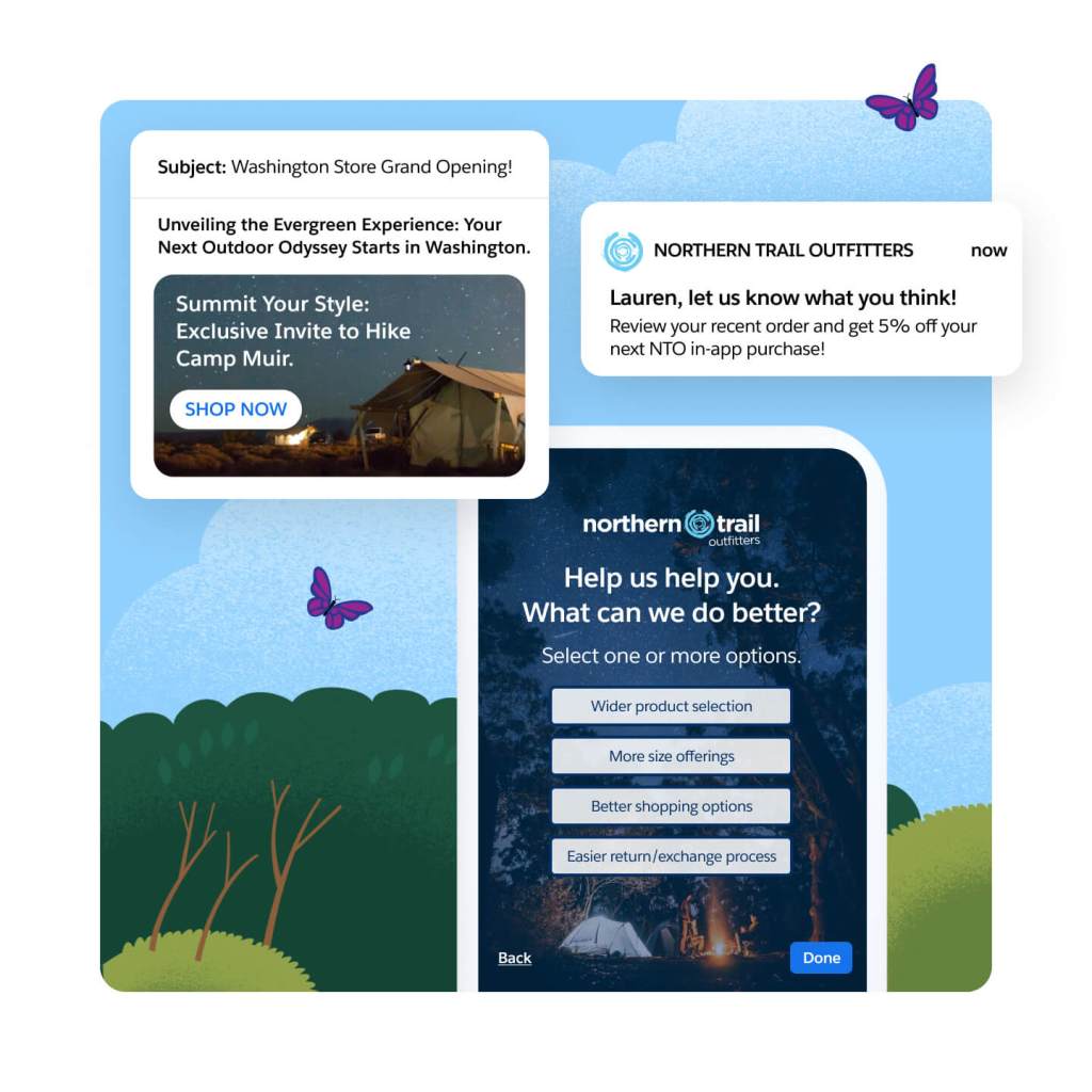 Journey flow showcasing mobile app engagement interactions