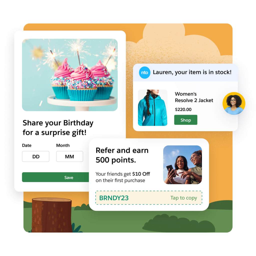 Different examples personalized marketing messages
