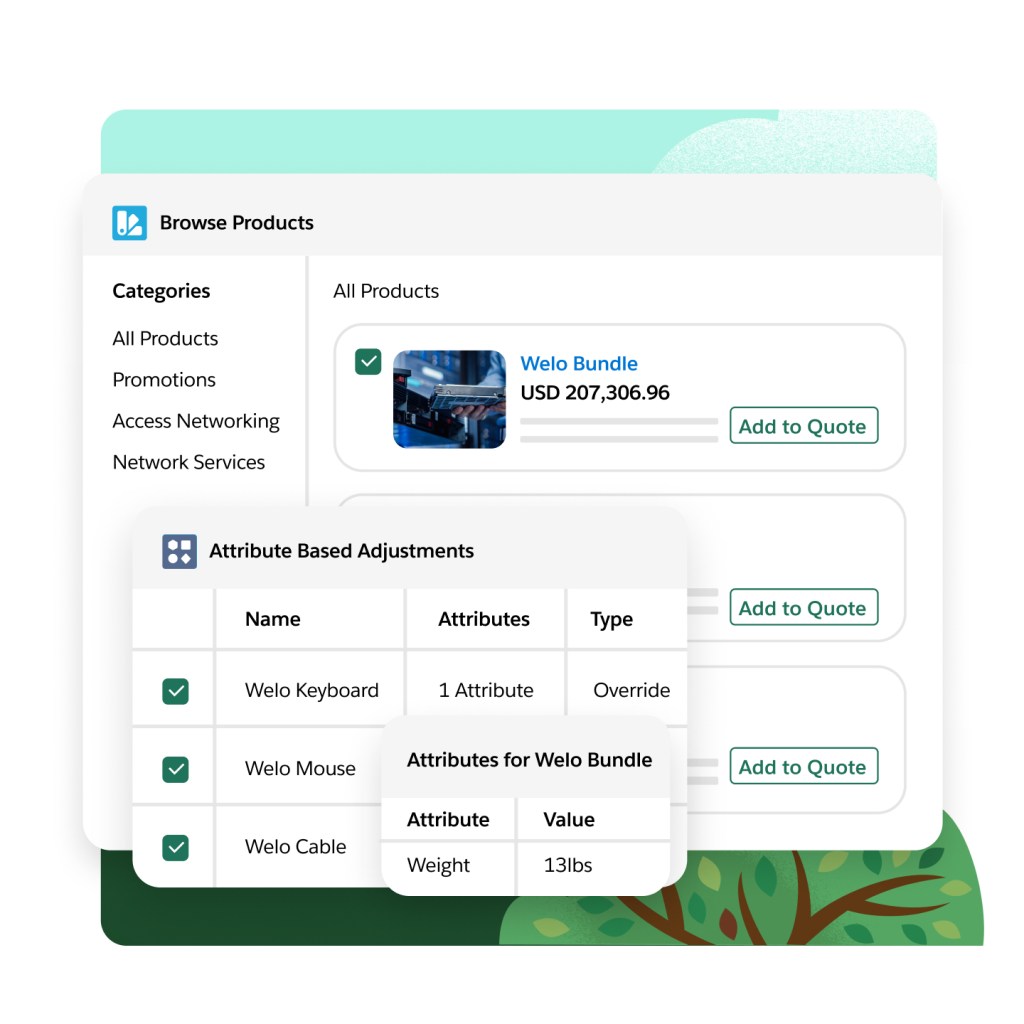 Windows filter products by categories, promotions, access networking, and network services, and attribute based adjustments. 