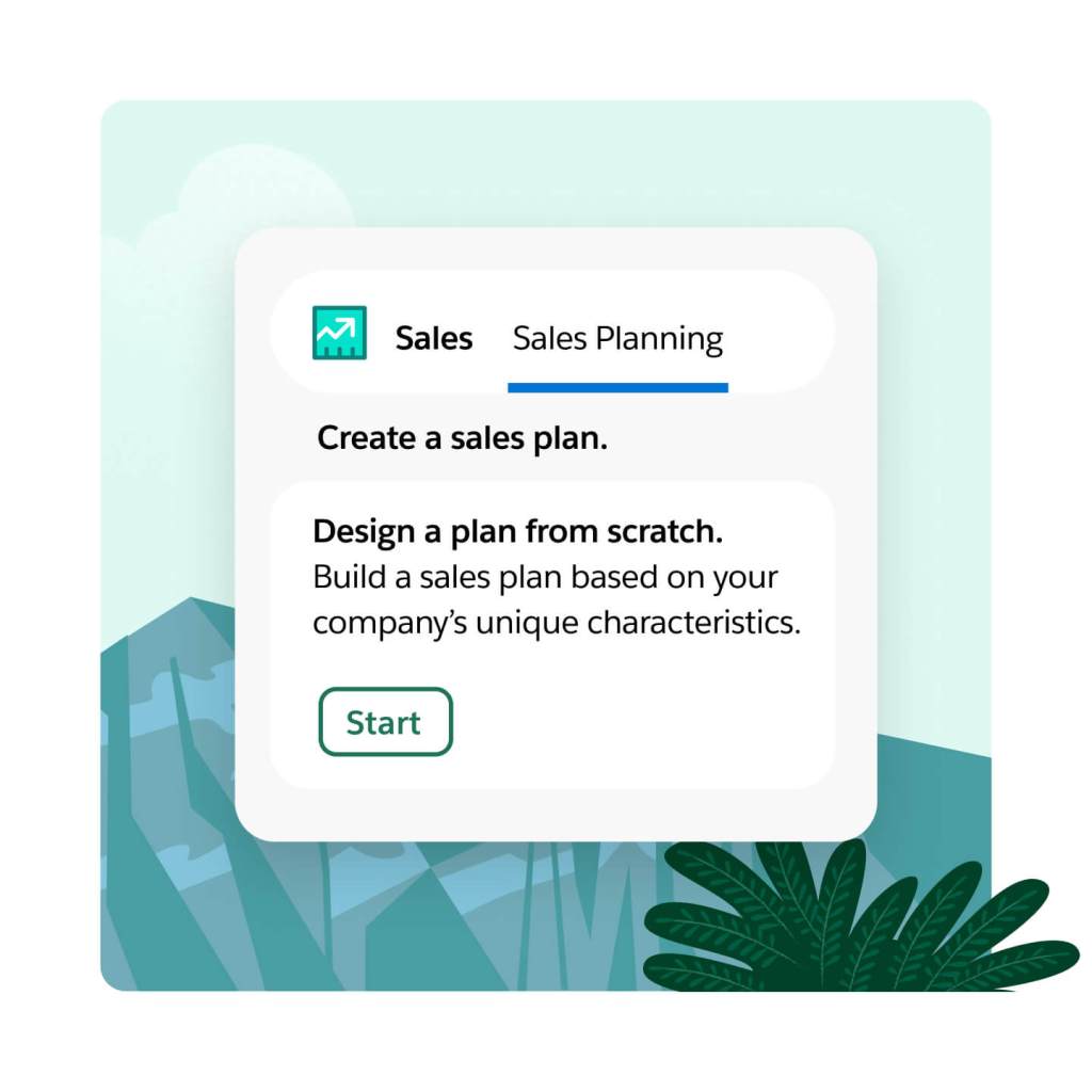 A sales planning window lets you start a plan from scratch based on your company's unique characteristics. 