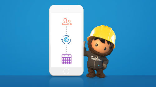 Astro in a hardhat holding a mobile phone