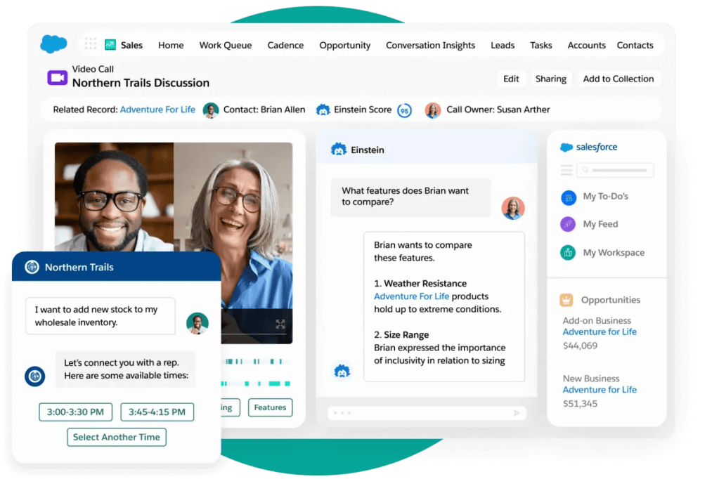 Image of screenshot showing a video call with a customer.