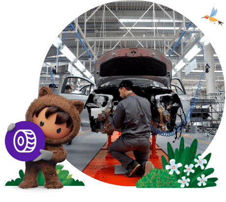 Astro and person assembling vehicle