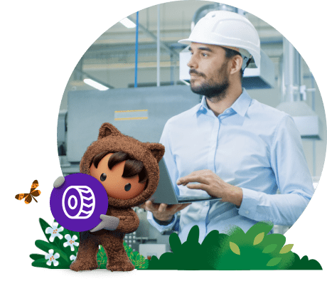 Person in hardhat with laptop and Astro