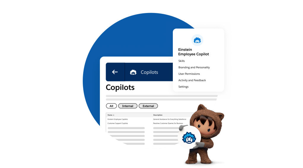 Astro standing in front of the copilots webpage holding the Einstein logo.