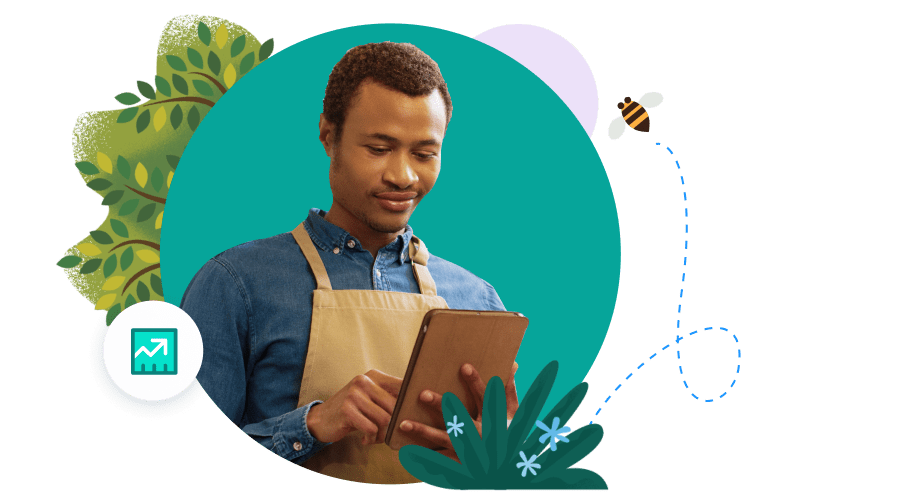 Retail employee on a tablet.