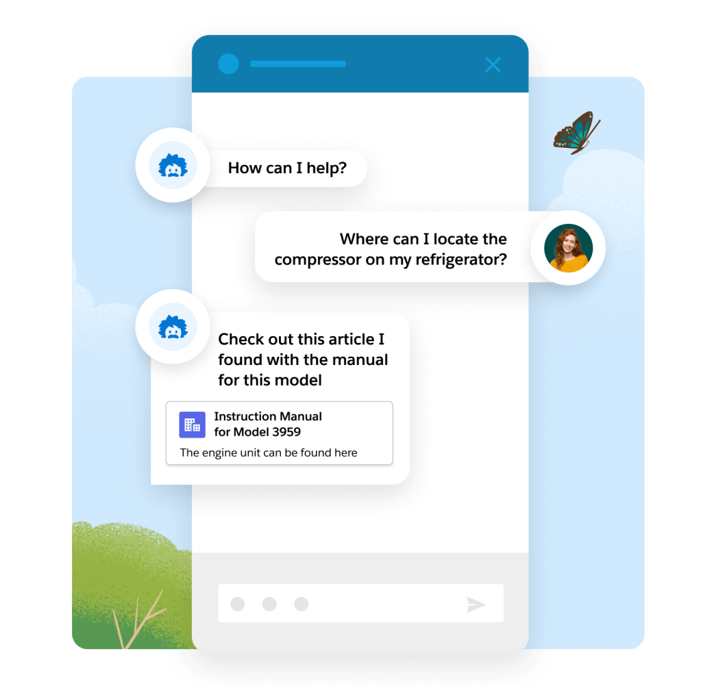 A chat bar between Einstein and a user.