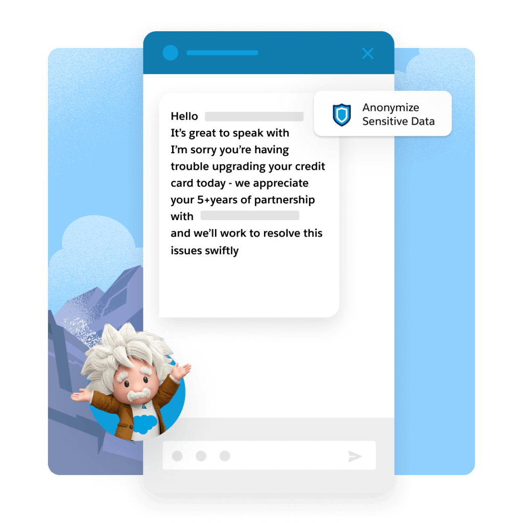 A chat window with a message from Einstein reaching out to a banking customer. 