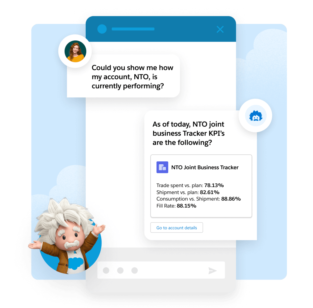 Einstein standing in front of a chat bubble.