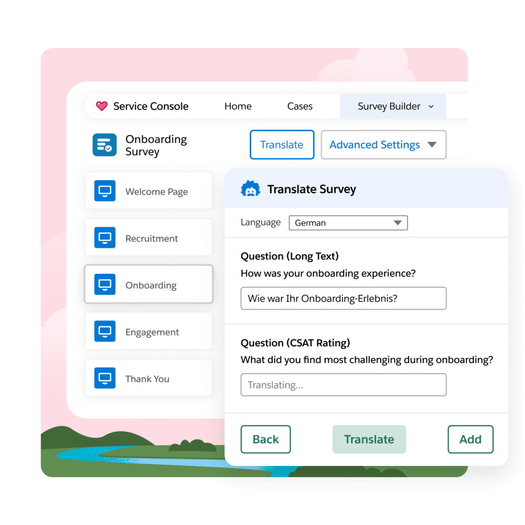 An example of a Salesforce survey translated by AI.