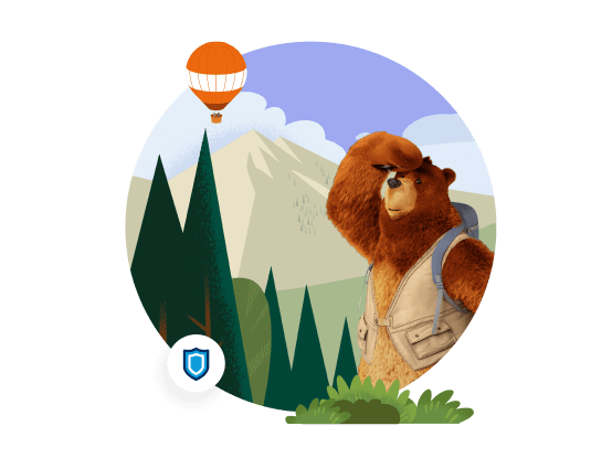 Salesforce character with landscape