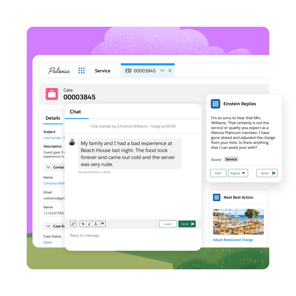 An inbound chat and Einstein reply generation.